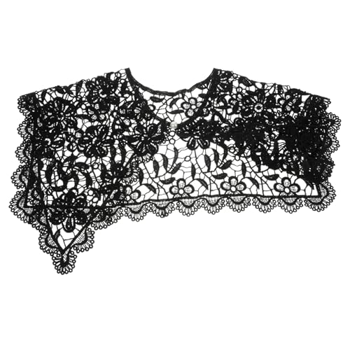 OATIPHO 1 Stück Durchbrochener Schal Schwarzer Spitzenkragen Spitzenschal Antike Spitzenkragen Damenschals Vintage Spitzenkragen Hemdkragen Schwarzer Kragen Damenkleid Damenhemd von OATIPHO