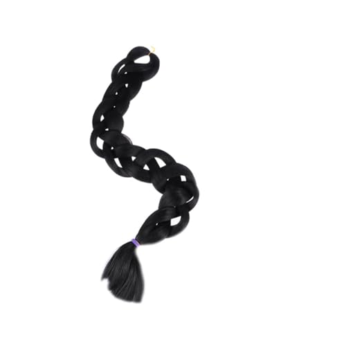 OATIPHO Geflochtener Pferdeschwanz Haarteil Aus Hochtemperaturfasern Für Frauen Dame Farbverlaufspferdeschwanz Langes Schwarzes Haar Weich Und Flauschig von OATIPHO