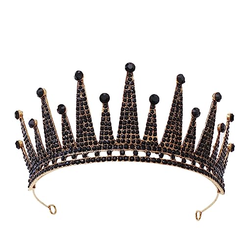 OATIPHO 1 Stück Vintage Brautkrone aus Legierung Schwarze Retro Haarschmuck für Hochzeiten Geburtstagsfeiern und Kostümpartys Kopfbedeckung mit Strasssteinen von OATIPHO