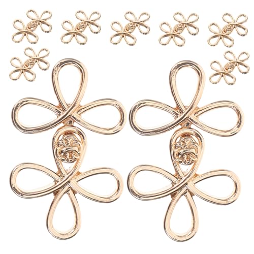 OATIPHO 10 Paar Pan Schnalle Cheongsam Knöpfe Knopf Nähset Nähknöpfe Niedliche Knöpfe Hemdknöpfe Kleine Knöpfe Strassknöpfe Verzierte Knöpfe Blumennadeln Goldene Zinklegierung von OATIPHO