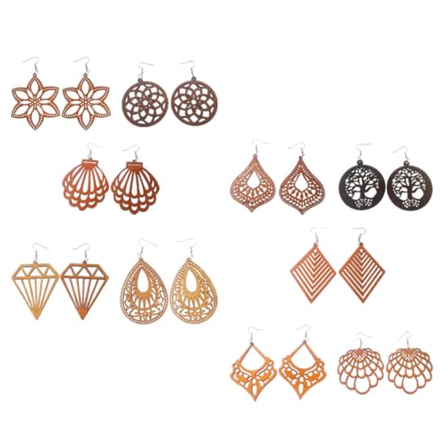 OATIPHO 10 Paare Holzohrringe Damen Boho ohrringe Geometrisch Diamantförmig Braun Langlebig Vielseitig für Teen und Frauen Modischer Ohrschmuck von OATIPHO