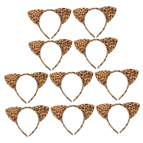 OATIPHO 10 Stück Leopardenmuster Katzenohren Haarreif Teiliges Bequemes und Leichtes Kostümzubehör für Cosplay und Partys Verstellbar und Vielseitig Einsetzbar von OATIPHO