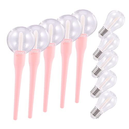 OATIPHO 10 Stück Teiliges Diy Lip Gloss Tube Leere Kosmetikbehälter für Lipgloss Lippenöl und Lippenbalsam Pinke Lollipop und Silberne Glühbirnen Behälter für Kreative Mädchen von OATIPHO