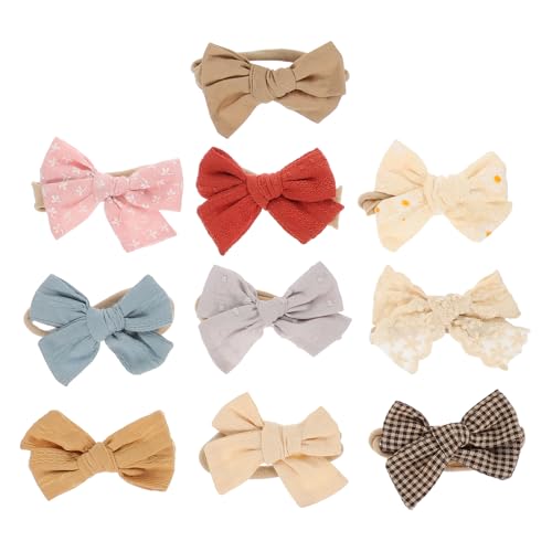 OATIPHO 10 Stück Teiliges Set Mädchen Haarband mit Schleife Weiche Elastische Kopfbedeckung für Neugeborene und Kleinkinder Haarschmuck für Besondere Anlässe und Alltagslooks von OATIPHO