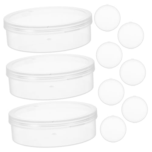 OATIPHO 10 Teilige Puderquastenbox 8 X 8 Cm Aufbewahrungsbox Für Make Up Schwämme Transparent Und Rund – Puderquastenhalter Transparente Perlen Organizer Für Reiseschmuck von OATIPHO