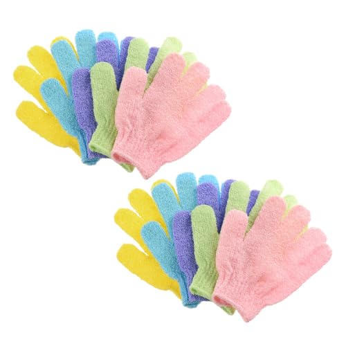 OATIPHO 10Paare Duschhandschuhe Doppelseitige Peeling und Massagehandschuhe für Körperpflege Geeignet für Tägliche zur Haut für und Männer Farben von OATIPHO