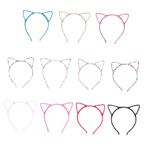 OATIPHO 12 Stück Katzenohren Haarreif Teiliges Elastisch Weiches Material Bunte Farbvielfalt für Damen Kostüm Partys Karneval Cosplay Fotoshootings von OATIPHO