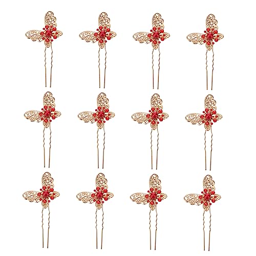 OATIPHO 12 Stück Schmetterling Haarnadeln mit Perlen für Hochzeit Braut Haarschmuck Festlich Damen Zubehör von OATIPHO