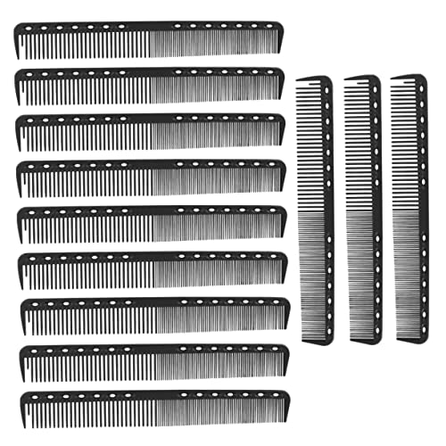 OATIPHO 12 Stück Teiliges Carbonfaser Haarschneidekämme für Herren und Damen Hochtemperaturbeständige Friseurwerkzeuge Schwarz für Haarschnitte und Bartpflege von OATIPHO