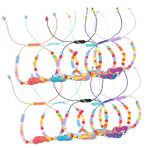 OATIPHO 12 Stück Teiliges Flip flops Armband Damen Herren Strand Schmuck Luau Stil Perlenarmband Geflochtenes Handgefertigtes Fuß Handgelenkband mit Sommerlichem Beach design von OATIPHO