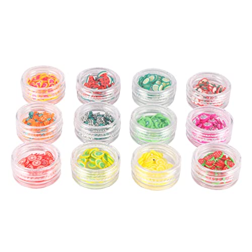 OATIPHO 12 Stück Teiliges Set Diy Nagelkunst Früchte Polymer Sticker Farbenfrohe Dekorative Stücke für Maniküre Leicht und Langlebig für Kreative von OATIPHO