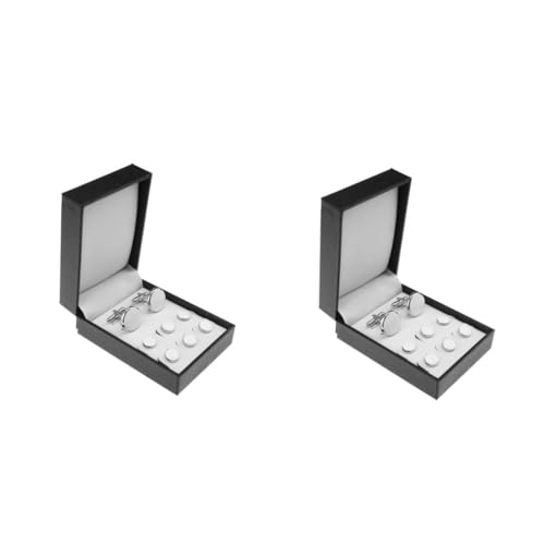 OATIPHO 16 Stck. Teiliges Manschettenknopf Set aus Französischer Stil Runde Tuxedo Manschettenknöpfe und Hemdknöpfe für Herren Elegantes Geschenkset für Business Hochzeiten und Formelle von OATIPHO