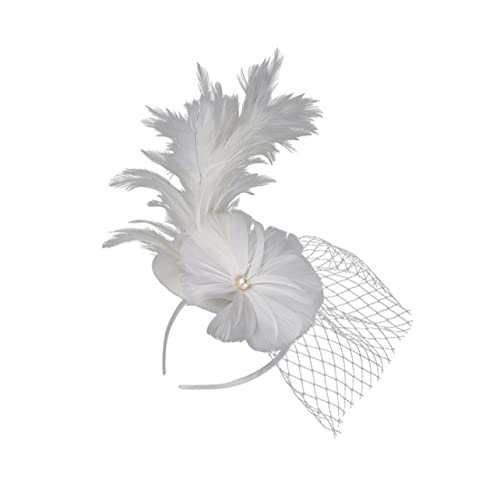 OATIPHO 1Stk Federhut haar zubehör haarschmuck federer cap Ladies' prezenty na walentynki Kostüm Hochzeit Kopfbedeckung kopfschmuck Party Cocktail-Mini-Hut Stoff Weiß von OATIPHO