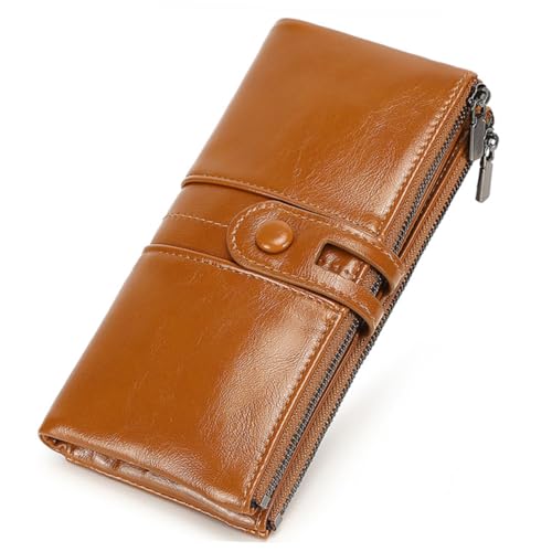 OATIPHO 1stück Vintage Geldbörse Für Damen Antimagnetische Lederimitat Geldtasche Khaki Langer Geldbeutel Mit Robustem Design Und Vintage Flair Für Alltägliche Nutzung von OATIPHO