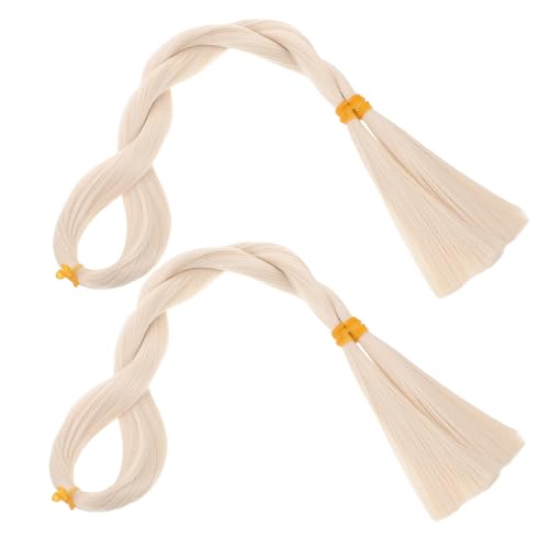 OATIPHO 2 Bündel Spielzeugpuppenkopfperücke Mädchen Hitze Lange Lockige Zöpfe Haarersatzperücken Für Simulationspuppenmodellierung Beige von OATIPHO
