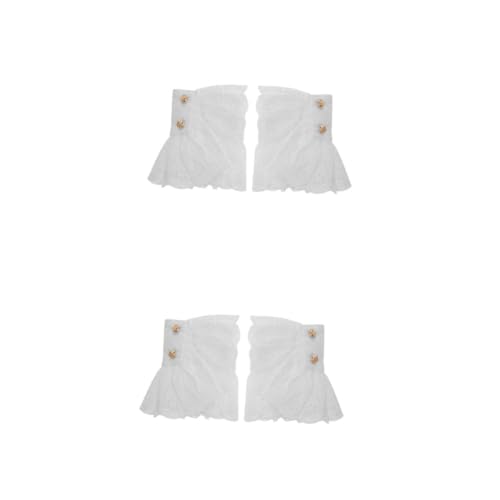 OATIPHO 2 Paare Abnehmbare Weiße Spitzen Armbänder mit Floralem Besatz Leichte Atmungsaktive Falsche Ärmelmanschetten für Damen Elegant und Angenehm für Alltag und Besondere Anlässe von OATIPHO