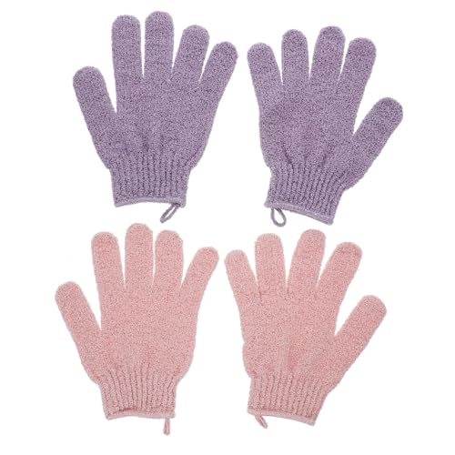 OATIPHO 2 Paare Badetuchhandschuhe Handpeelinghandschuh Luffa-Handschuhe peelen Frauen Badehandschuhe für Duschpeeling TPU-Duschhandschuhe und Scheuertuch Körperwaschhandschuhe Polyester von OATIPHO