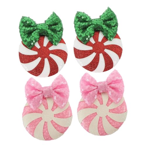 OATIPHO 2 Paare Glänzende Weihnachts Haarspangen mit Pailletten Schleifen Festlicher Haarschmuck für Mädchen Sichere Befestigung für Party Cosplay und Weihnachtsfeier von OATIPHO