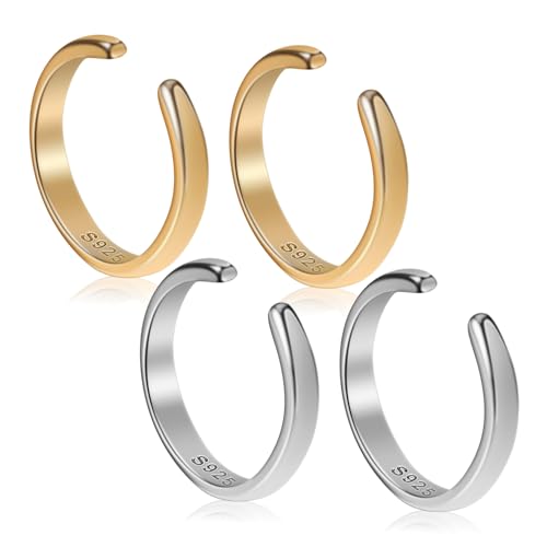 OATIPHO 2 Paare Silber Ohrclips für Damen Ohrmanschetten Platin und Goldfarbe Trendige Ohrstecker Piercing Knorpelohrclips für von OATIPHO