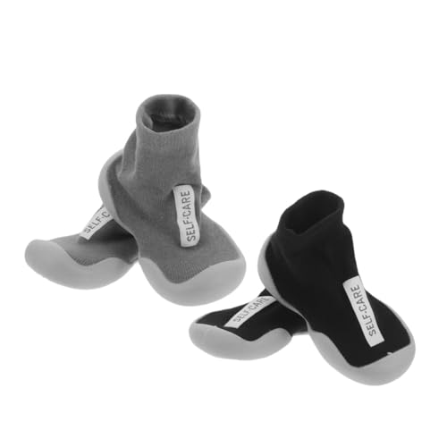 OATIPHO 2 Paare Sockenschuhe mit Rutschfester Sohle Leichte Atmungsaktive Lauflernschuhe für Jungen und Mädchen Weiche Babysocken Schuhe für Drinnen und Draußen von OATIPHO