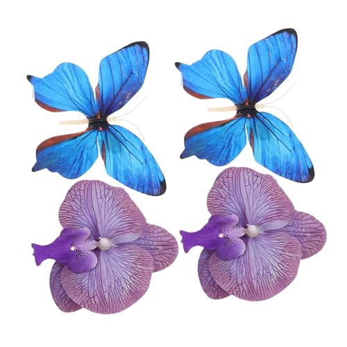 OATIPHO 2 Paare Sommer Sandalen Clips mit Schmetterling Orchidee Abnehmbare Blumendekorationen für Damenstrand Hochzeit Urlaub Elegante Langlebige Vielseitige Schuhaccessoires von OATIPHO