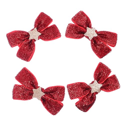 OATIPHO 2 Paare Weihnachtliche Haargummi mit Schleifen Elastische Haarring Haarschmuck für Mädchen Strapazierfähige Ponytail Halter Festliche Haarschleifen für Verschiedene Frisuren von OATIPHO