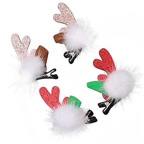 OATIPHO 2 Paare Weihnachtliche Haarspangen Rentier Geweih Haarschmuck für Mädchen Partyfestlicher Kopfschmuck Komfortabel und Festlich Geeignet für Freunde von OATIPHO