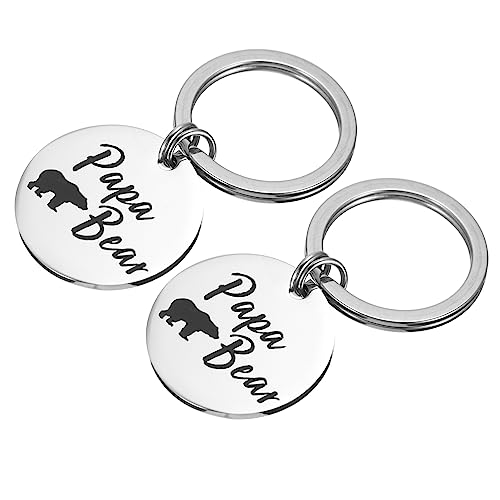 OATIPHO 2stücke Edelstahl Schlüsselanhänger Papa Bear Schlüsselanhänger Für Vatertag Für Familie Und Freunde Elegante Und Praktische Gepäckanhänger Und Schlüsselketten von OATIPHO