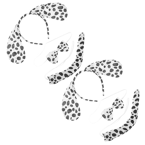 OATIPHO 2 Sätze Dalmatiner Kostüm Set Teiliges Set mit Hundeohren Haarreifen und Fliege für Halloween Fasching und Kostümpartys Lustiges Rollenspiel Accessoire für Mädchen und von OATIPHO