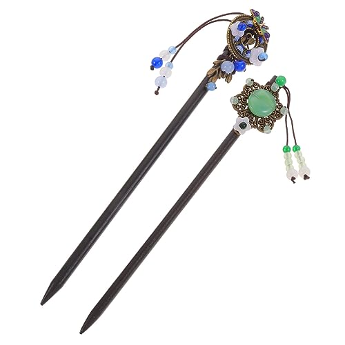 OATIPHO 2 Stck Chinesische Haarnadeln Vintage Holz Haarstäbchen mit Quaste Glatte Oberfläche Retro Stil Haarschmuck für Frauen Geeignet für Festlichkeiten Hochzeiten und Besondere von OATIPHO