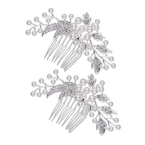 OATIPHO 2 Stck. Perlenhaarkamm Tiara Hochzeit Braut für Bobby Edelsteine Gast Zubehör haarschmuck dekorative Haarkämme Metallhaarkämme floraler Haarkamm Haarseitenkämme Legierung Silber von OATIPHO