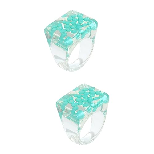 OATIPHO 2 Stk Perle Eingelegter Ring Mädchen Ringe Klobiger Ring Aus Acryl Stapelbarer Ring Frauen-kristallperlenring Frauenringverzierung Harz Acryl Anruf Mosaik- Fräulein Schmuck Plastik von OATIPHO