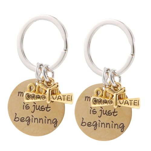 OATIPHO 2 Stück 2021 Abschluss Schlüsselanhänger Abschlussfeier abschlussgeschenk Freundschaft Schlüsselanhänger Ringe Abschlussschlüsselkette Schlüsselanhänger Rostfreier Stahl von OATIPHO