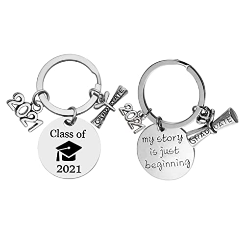 OATIPHO 2 Stück 2021 Schlüsselanhänger Bling Für Auto Erinnerungsschmuck Grad Karte Für Autos Kasse Hochzeit Lesezeichen Abschlussball Abschluss Vorhanden Rostfreier Stahl Silver von OATIPHO