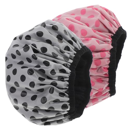 OATIPHO 2 Stück Badekappen für Damen Schützend mit Mikrofaser Innenfutter zur Schnellen Trockenheit für Reisen und Zuhause in Schwarz mit Rot von OATIPHO