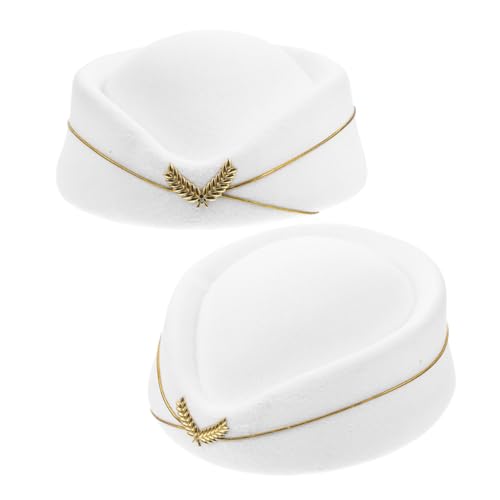 OATIPHO 2stücke Damen Stewardess Hut Eleganter Piloten Beret Mit Verstellbarem Band Für Kostüme Cosplay Und Halloween Weiches Komfortables Kunstwollmaterial von OATIPHO