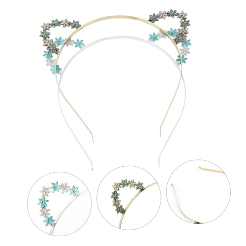 OATIPHO 2stücke Katzenohr-stirnband Mit Blumen-design Haarreif Aus Legierung Haarschmuck Für Junge Mädchen Und Bekannte Leicht Und Langlebig Für Partys Und Festivals von OATIPHO