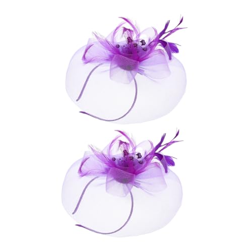OATIPHO 2stücke Kopfschmuck Fascinator Mit Fasanen Und Schleier Für Hochzeiten Teepartys Und Formelle Anlässe Blumen-haarbesteck Aus Leichtem Material Und Netzmaterial von OATIPHO