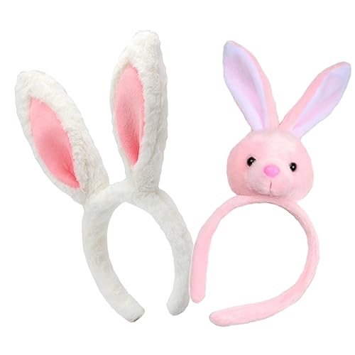 OATIPHO 2 Stück Bunny Ohr Haarbänder Süße Hasenohren Stirnbänder für Ostern Party Cosplay Vielseitig Einsetzbar Bequem und Dekorativ zum Fixieren Haare Beim Waschen oder Schminken von OATIPHO