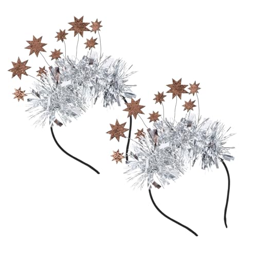 OATIPHO 2 Stück Chic Silberne Stern Quasten Haarreifen Cosplay Kopfschmuck für Weihnachten Karneval und Kostümpartys Glitzernde Haarbänder für Damen für Festivals und Besondere Anlässe von OATIPHO