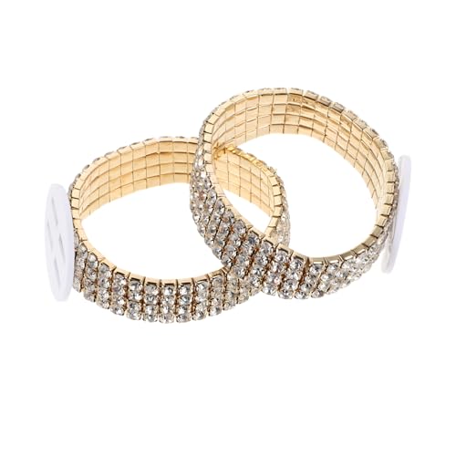 OATIPHO 2 Stück Elastische Corsage Wristlet Bänder mit Funkelnden Strasssteinen Dehnbarer DIY Handgelenkschmuck für Hochzeit Party Abschlussball und Brautdusche Komfortable Passform von OATIPHO