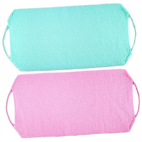 OATIPHO 2 Stück Exfolierendes Duschhandtuch Rückenpeeling Handtuch mit Zugband für Rückenreinigung Körperpflege Einfaches Lathering Praktisch für Zuhause und Unterwegs von OATIPHO