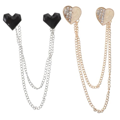 OATIPHO 2stücke Herz-brosche Mit Kette Und Strasssteinen Für Damen Anstecknadel Mit Quasten Passend Zu Kleid Pullover Strickjacke Kragen Schal Mantel Modisches Accessoire von OATIPHO