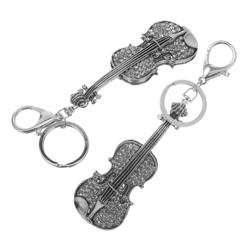 OATIPHO 2stücke Kleiner Violinen-schlüsselanhänger Mit Strasssteinen Miniatur-Musikinstrument-anhänger Für Taschen Geldbörsen Rucksäcke Schlüssel von OATIPHO