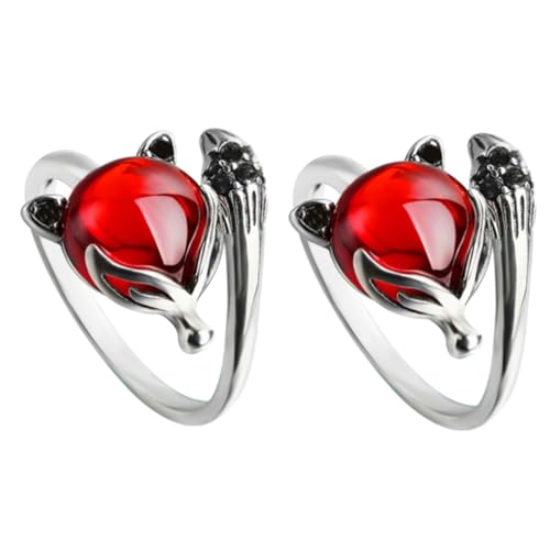OATIPHO Ringe Fuchs 2 Stück Granatapfel Fuchs Ring Ring Modellierring Mädchenring Modellierfingerring Modeaccessoire Fingerring Schmuck Modellierhandring Kreativer Handring Kupfer von OATIPHO