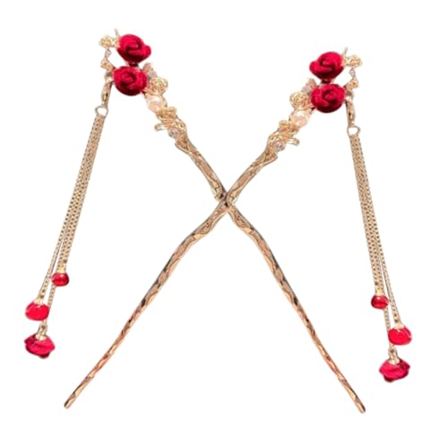 OATIPHO 2 Stück Haarnadeln mit Rosenblüten Vintage Haarstäbchen für Hochsteckfrisuren Haarschmuck für Damen und Besondere Anlässe Wie Geburtstage oder Hochzeiten von OATIPHO