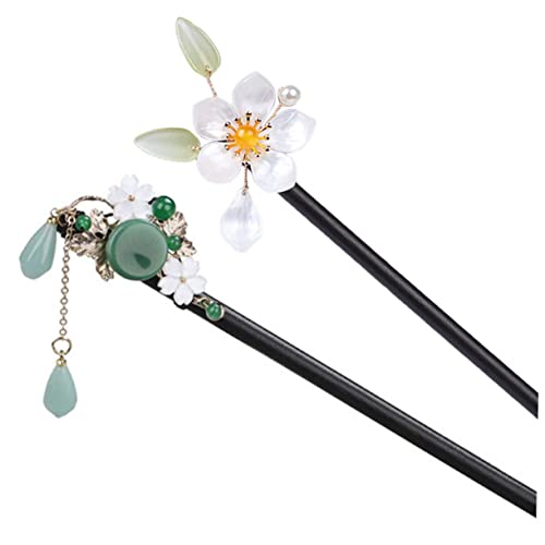 OATIPHO 2 Stück Holz Haarstäbchen Chinesische Retro Haarnadeln für Frauen Vintage Blumen Haarschmuck Haarknoten Zubehör für Hochzeiten und Partys von OATIPHO