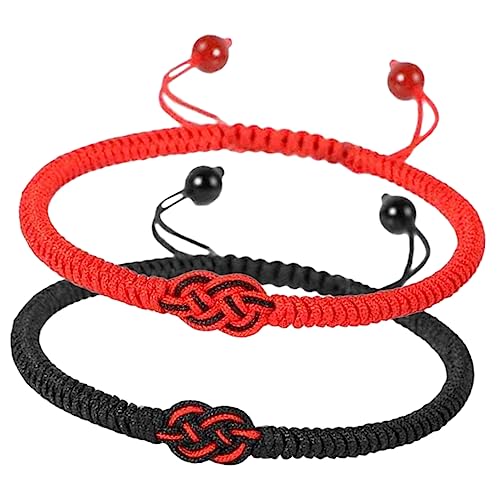 OATIPHO 2 Stück Handgefertigte Freundschaftsarmbänder Rote und Schwarze Geflochtene Armbänder für Einzigartige Handgelenk Schmuckstücke für Besondere Anlässe von OATIPHO