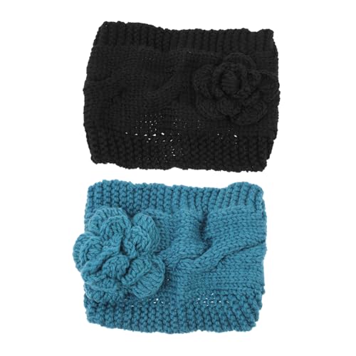 OATIPHO 2 Stück Handgefertigte Strick Stirnbänder für Damen Warm und Winddicht für Fitness Reisen und Winteraktivitäten Schwarz von OATIPHO