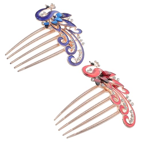 OATIPHO 2stücke Haarkamm Strasssteinen Für Frauen Seitliche Kämme Aus Legierung Hochzeitsschmuck Dekoratives Haar-accessoire Blau Und Clip Für Braut Und Hochzeit von OATIPHO